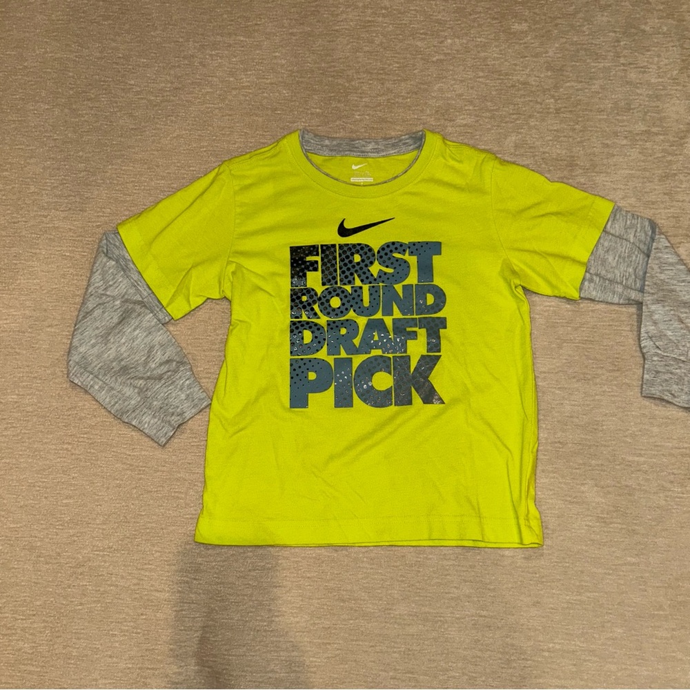 Nike Kids Bright Green Long Sleeve Tee size 7